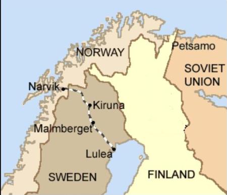 Iron ore from Malmberget and Kiruna were shipped from Narvik or Luleaa