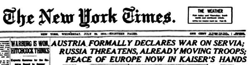 New York Times 29. Juli 1914