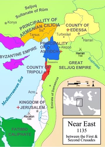 Crusader states from around 1099 to the fall of Edessa in 1135