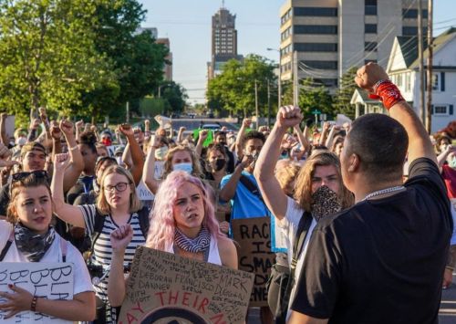 American students prepare for a Black Lives Matter demonstration