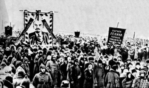 Kommunistisk optog i anledning af Lenins begravelse i 1924
