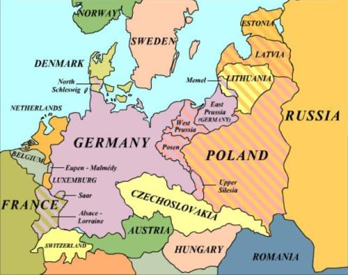 Tyske områder afstået efter Versailles freden