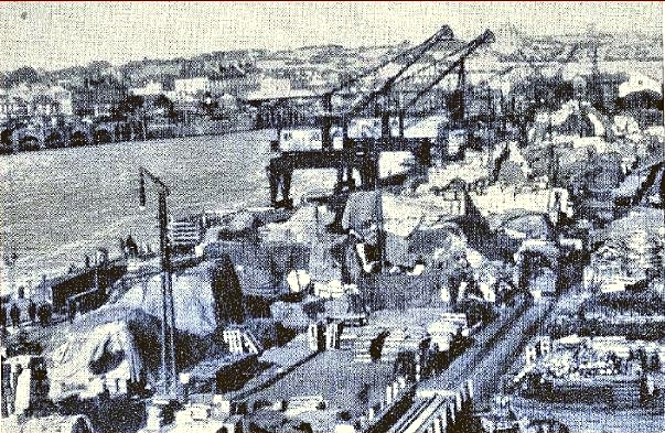 Amerikansk bygget havn ved Nantes opført af SOS (Supply of Service)