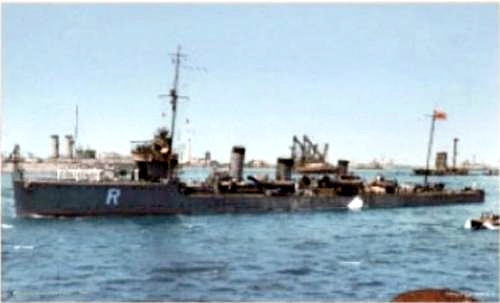 The Kaba class destroyer Katsura in Brindisi harbour in Italy perhaps in 1917